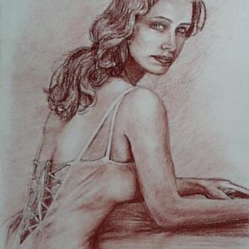 Drawing titled "jeune femme aux lac…" by Aantz, Original Artwork