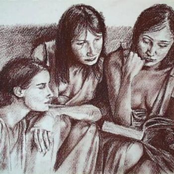 Zeichnungen mit dem Titel "les trois soeurs" von Aantz, Original-Kunstwerk