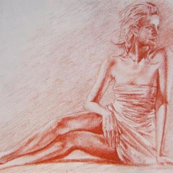 Drawing titled "femme assise" by Aantz, Original Artwork