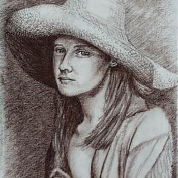 Drawing titled "jeune fille au larg…" by Aantz, Original Artwork