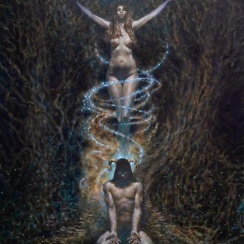 Malerei mit dem Titel "Persephone and Hades" von Aaron Corbitt Artist, Original-Kunstwerk, Öl