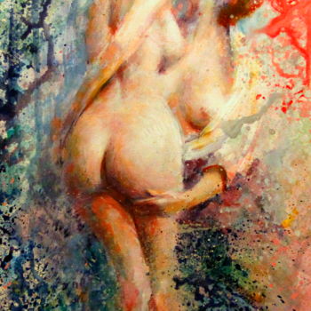 Painting titled "The first kiss" by Aaron Corbitt Artist, Original Artwork