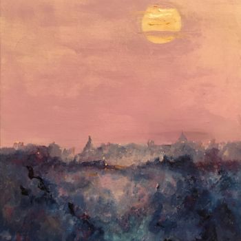 Painting titled "Paris Sunrise" by Larry Aarons, Original Artwork, Oil