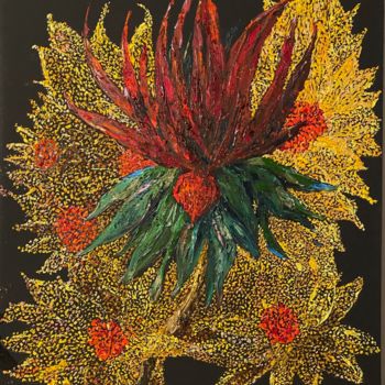 "Seurat Flowers" başlıklı Tablo Larry Aarons tarafından, Orijinal sanat, Petrol Ahşap Sedye çerçevesi üzerine monte edilmiş