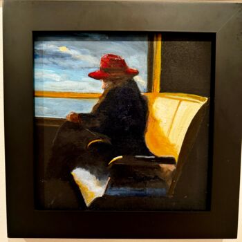 Pintura intitulada "Red Hat" por Larry Aarons, Obras de arte originais, Óleo