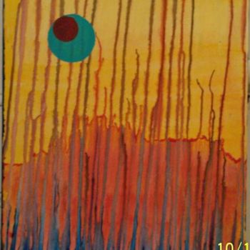 Painting titled "Green Moon And Red…" by Paganson, Original Artwork