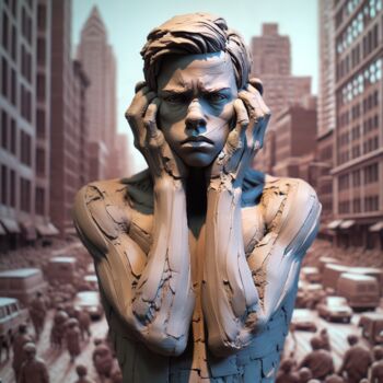 Digital Arts titled "The City’s Burden" by Aashish Singh, Original Artwork, Digital Painting