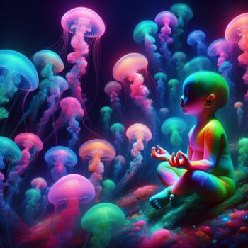 Arte digitale intitolato "Meditating Soul" da Aashish Singh, Opera d'arte originale, Pittura digitale
