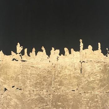 Pittura intitolato "Gold leaf abstract" da Aash, Opera d'arte originale, Acrilico Montato su Telaio per barella in legno