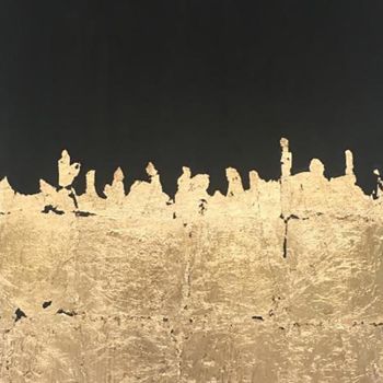 Ζωγραφική με τίτλο "Gold leaf abstract" από Aash, Αυθεντικά έργα τέχνης, Ακρυλικό Τοποθετήθηκε στο Ξύλινο φορείο σκελετό