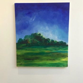 Painting titled "English countryside" by Aash, Original Artwork, Acrylic Mounted on Wood Stretcher frame