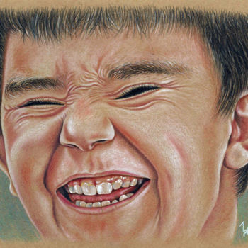 Drawing titled "Laughing Boy-2" by Askin Ayrancioglu, Original Artwork, Pastel