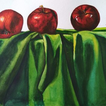 Painting titled "Apples" by Aayushi Gajjar, Original Artwork, Watercolor
