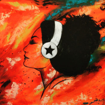 Malarstwo zatytułowany „Ma musique préférée” autorstwa Nadila Abakioui, Oryginalna praca, Akryl