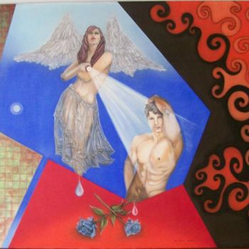 Painting titled "Procura" by De Mello Souza, Original Artwork, Oil