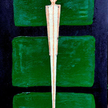 Painting titled "green sky" by Abba, Original Artwork, Acrylic