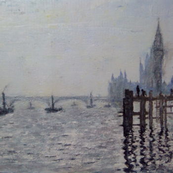 Schilderij getiteld "London parliament .…" door Abdel Lafrimi, Origineel Kunstwerk, Olie
