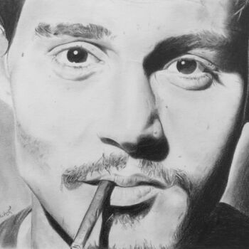 Dessin intitulée "Johnny Depp" par Abdel Maha, Œuvre d'art originale, Crayon