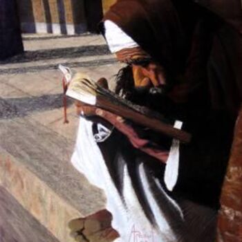 Painting titled "Koran reader" by Abdel Raouf Abdel Khalek, Original Artwork, Oil
