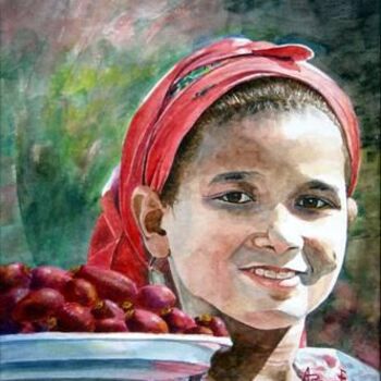 Peinture intitulée "Dates'seller" par Abdel Raouf Abdel Khalek, Œuvre d'art originale, Huile