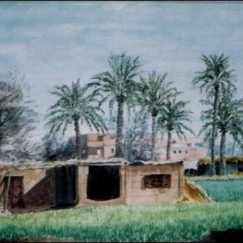 Peinture intitulée "Farm" par Abdel Raouf Abdel Khalek, Œuvre d'art originale, Huile