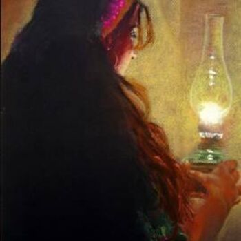 Painting titled "Kerosene light" by Abdel Raouf Abdel Khalek, Original Artwork, Oil