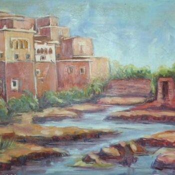 Malarstwo zatytułowany „village” autorstwa Abdelhadi Chaouki, Oryginalna praca