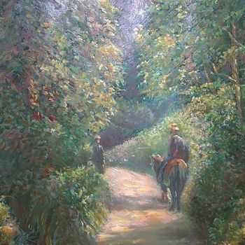 Peinture intitulée "Chemin dans le bois" par Abdelhadi F, Œuvre d'art originale