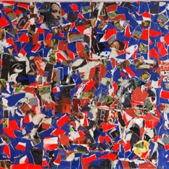 Collages titled "ABSTRAIT ROUGE ET B…" by Abdelkader Djalti, Original Artwork