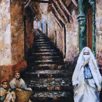 Peinture intitulée "Casbah d'Alger" par Abdelkrim Hamri, Œuvre d'art originale