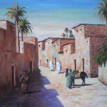 Peinture intitulée "village au sud Algé…" par Abdelkrim Hamri, Œuvre d'art originale