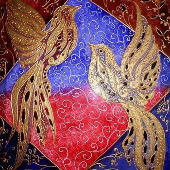 Peinture intitulée "La valse des anges" par Abdelkrim Hamri, Œuvre d'art originale