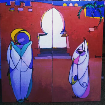 Pintura titulada "Thème in morocco" por Abdellah Bougma, Obra de arte original, Acrílico Montado en Bastidor de camilla de m…