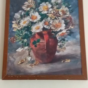 Painting titled "fleurs blanches" by Abdellatif Berrada, Original Artwork