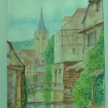 Peinture intitulée "Wissembourg" par Abdellatif Zeraidi Bd Lltyf Lzrydy, Œuvre d'art originale, Aquarelle