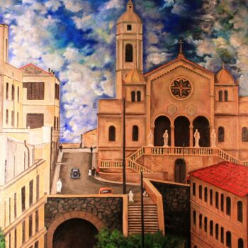 Peinture intitulée "La cathédrale Saint…" par Abdellouahab Selka, Œuvre d'art originale, Huile