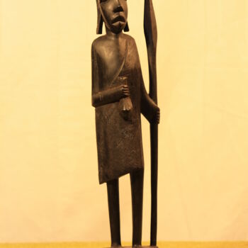 Sculpture intitulée "Le guerrier" par Abdellouahab Selka, Œuvre d'art originale, Bois