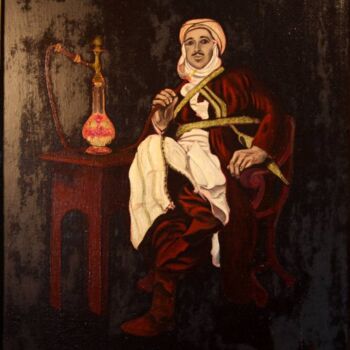 Peinture intitulée "Le Narguilé" par Abdellouahab Selka, Œuvre d'art originale, Huile