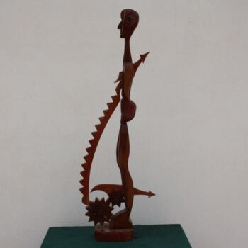 Sculpture titled "MORDICUS ( L'usure…" by Abdellouahab Selka, Original Artwork, Wood