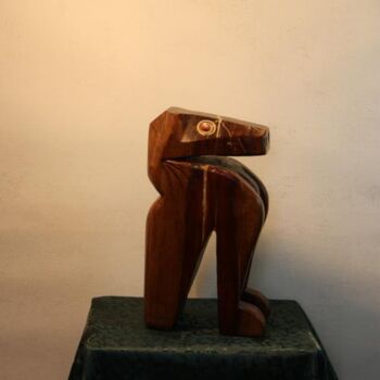 Sculpture intitulée "Androclès" par Abdellouahab Selka, Œuvre d'art originale, Bois