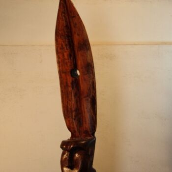Sculpture intitulée "Homme de plume" par Abdellouahab Selka, Œuvre d'art originale, Bois