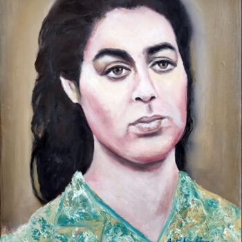 Peinture intitulée "Héroïne Djamila Bou…" par Abdelmadjid Haddar, Œuvre d'art originale, Huile