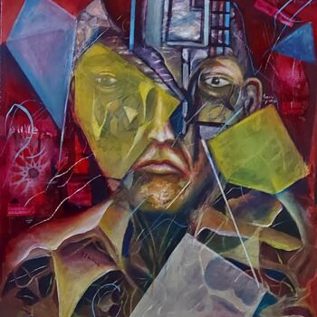 Painting titled "fragmentation(9)" by Abdelouahed Ghanemi, Original Artwork, Acrylic