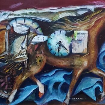 Malerei mit dem Titel "un temps qui s'écou…" von Abdelouahed Ghanemi, Original-Kunstwerk, Acryl