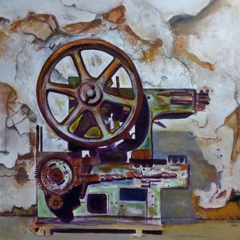 Painting titled "Vielle  machine" by Abdelouahed Ghanemi, Original Artwork, Acrylic