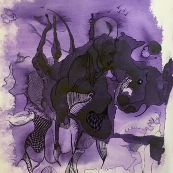 Painting titled "ENCRE-1_ SUR PAPIER…" by Abdelouahed Ziani, Original Artwork, Ink