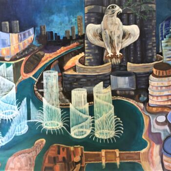 Pittura intitolato "Dubai Fountain" da Abdelrahman Shamieh, Opera d'arte originale, Acrilico
