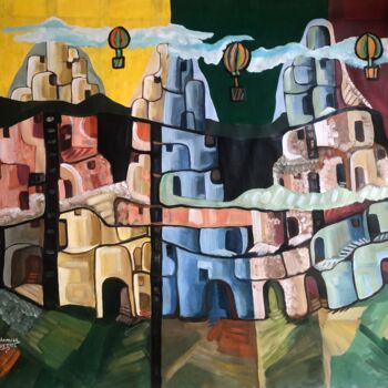 Malarstwo zatytułowany „Cappadocia” autorstwa Abdelrahman Shamieh, Oryginalna praca, Akryl