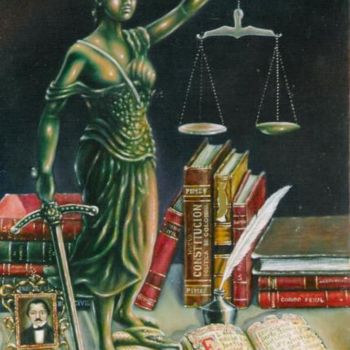 Painting titled "ESTATUA DE LA JUSTI…" by Abdenago, Original Artwork
