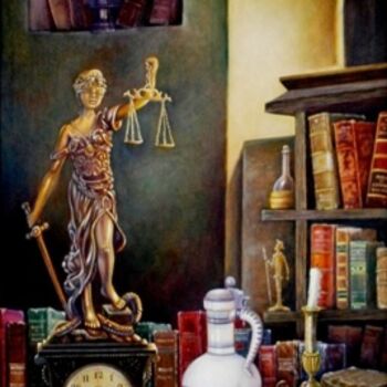 Painting titled "LA  JUSTICIA  CON…" by Abdenago, Original Artwork, Oil